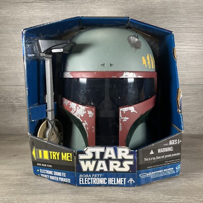 Star Wars 2010 Hasbro Boba Fett Wearable Helmet Electronic Talking *Rare* New