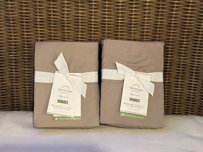 Pottery Barn Set of 2 Gray Mist Linen Tencel Lyocell Trim KING Shams NEW w/tags