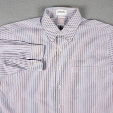 Brooks Brothers Shirt Mens 16 Red Blue Striped Dress Button Long Sleeve