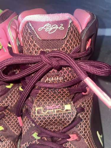 Size 10 Nike LeBron 12 Double Helix Mens Burgundy Basketball Sneaker 684593-607 - Picture 2 of 14