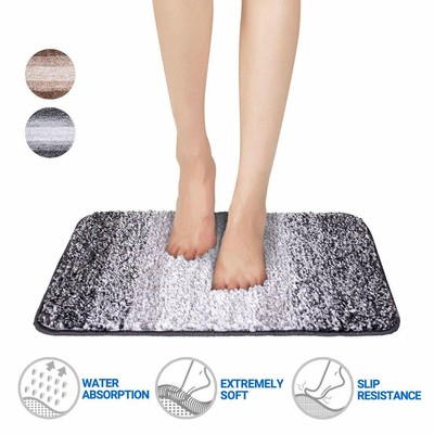 Bathroom Rug Bath Rug Microfiber Water Absorbent Non Slip Shaggy Doormat Machine Ebay