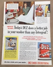 Duz laundry detergent print ad 1952 orig vintage 1950s retro home decor art