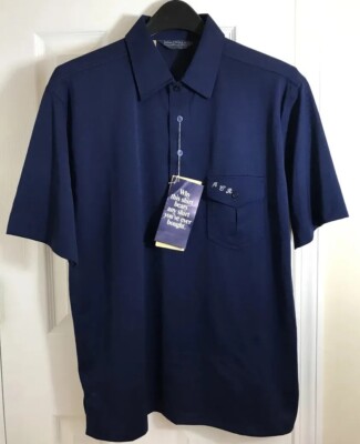Vintage Robert Bruce Navy Blue Collared Golf Sport Polo Shirt