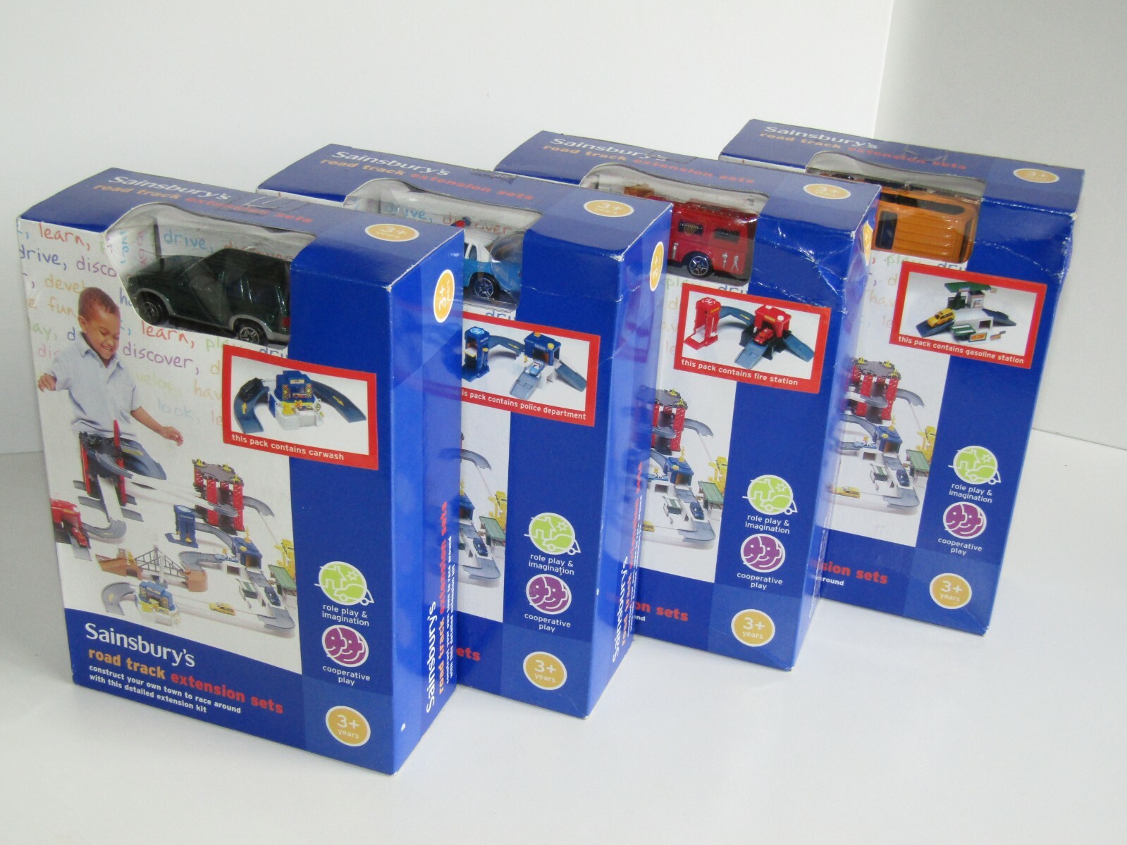 Sainsbury's Road Track Extension Play Sets 2003 Police Fire Station Car Wash
