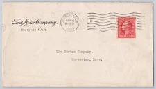 Detroit, Michigan — Ford Motor Co. envelope to Norton ., Worcester — 1909