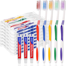 Slequipo 200 Pcs Disposable Toothbrushes Toothpaste Individually Wrapped 10G
