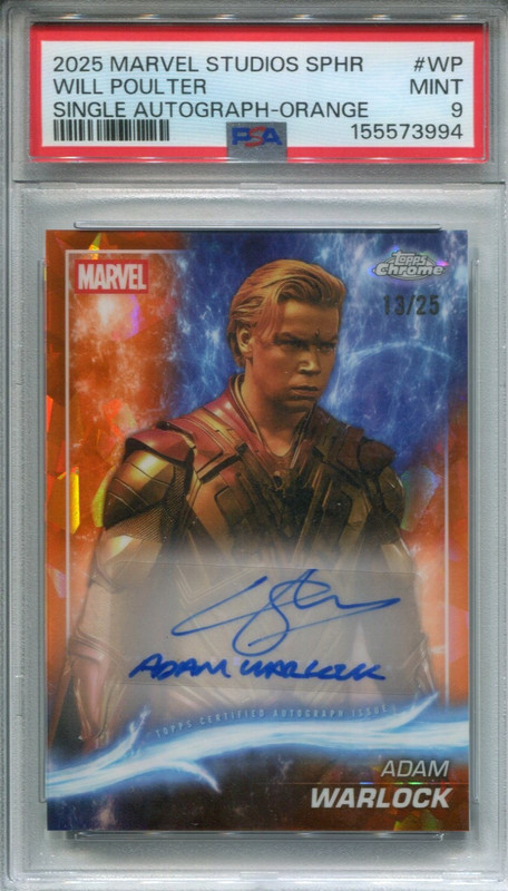 2025 Marvel Studios Sapphire Will Poulter Adam Warlock Orange Auto 13/25 PSA 9