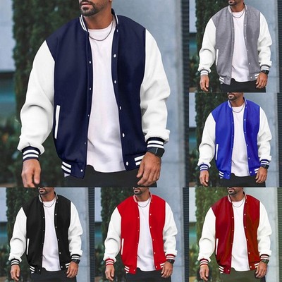 Stylische Herren Baseball Jacke mit dünnem Fleecefutter für University Varsity