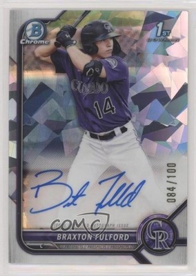 2022 Bowman Chrome Prospect Atomic Refractor 84/100 Braxton Fulford Auto 0s9t