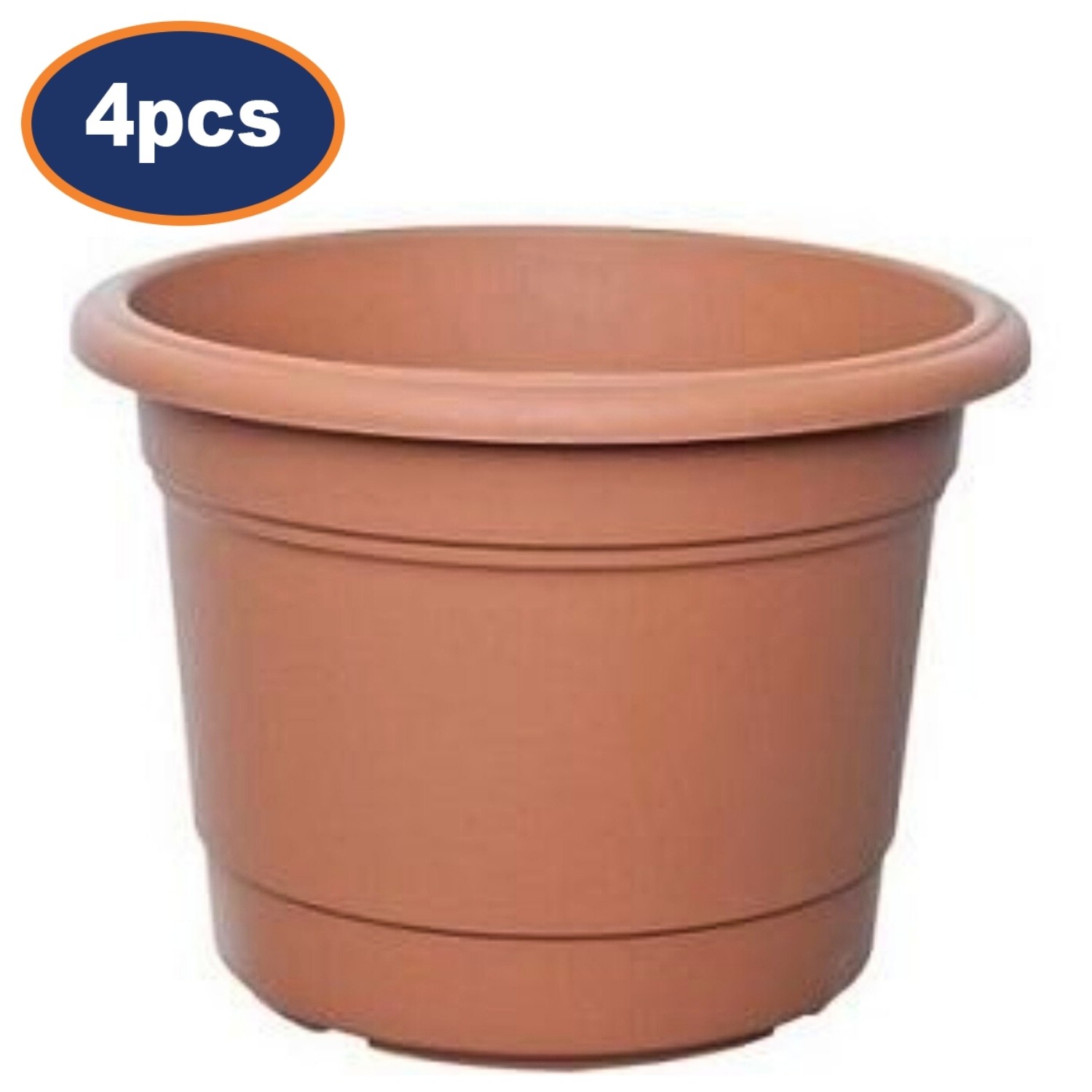 Flower Pot Round Milano Planter Plastic Terracotta Garden Outdoor 35cm 4Pcs