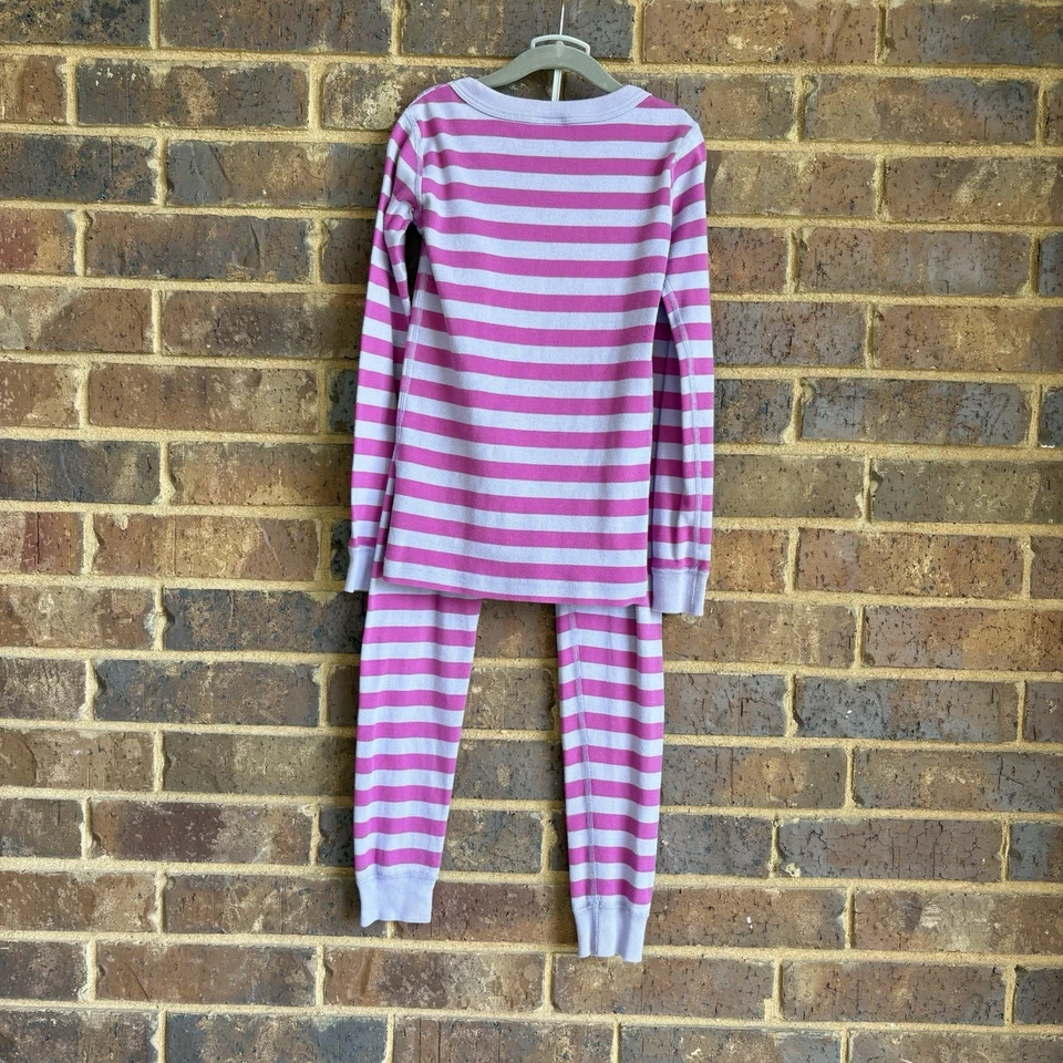 Hanna Andersson Two Piece Striped Pajama Set Girls 130 US 8 Organic Cotton READ - Image 3 of 4