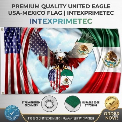 US Mexico Friendship Flag 3X5 Ft - UV Fade Resistant Double Sided and Double Sti