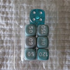 D6 CCG Dice Set 7pcs Blue  White Plastic Numbers Dots Collectible