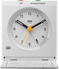 Image of Braun Classic Analogue Travel Alarm Clock with Snooze and Light, Iconic Design, 