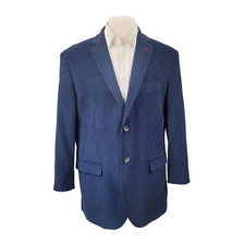 Alan Flusser Men s XL Navy Blue Corduroy Blazer Sport Coat Cotton Paisley