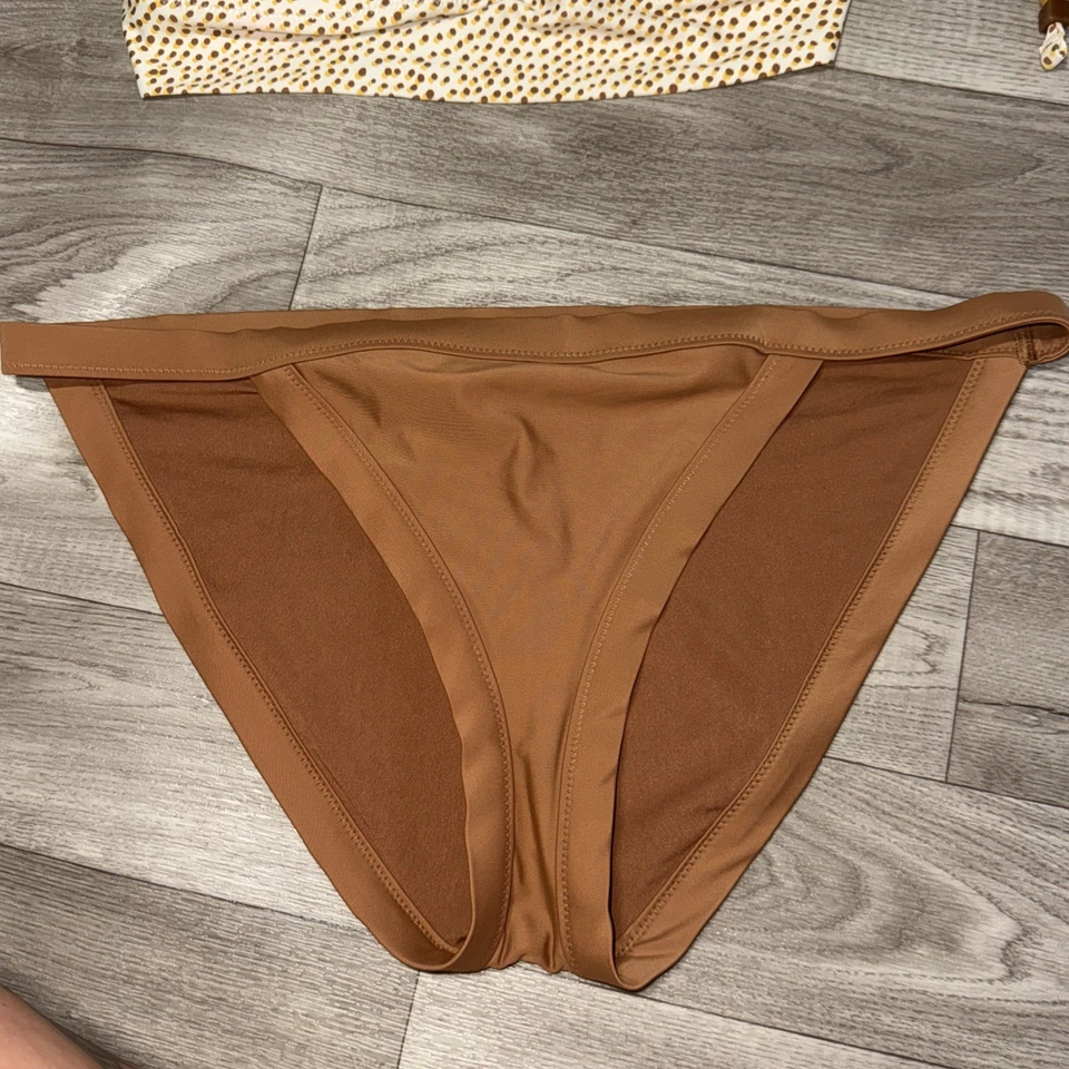 Top de Bikini de Natación Aerie Amarillo Marrón Volantes Correas Longline Plunge XXL - CONJUNTO Leer Foto 2 de 4