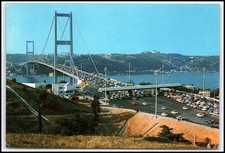 Vintage Bosphorus Bridge Istanbul Turkey Beylerbeyi View Chrome Postcard... K031