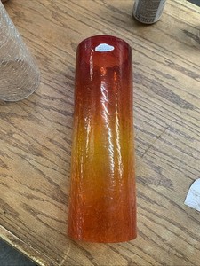 Blenko Amberina Crackle Glass Hurricane Shade Chimney 12” H X 4" D