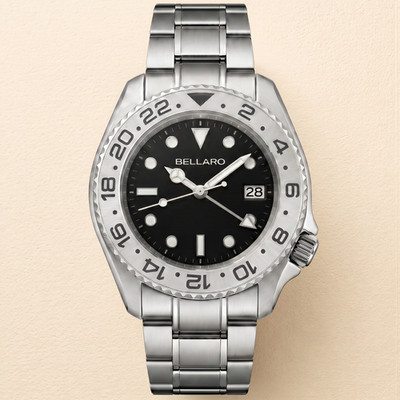 BELLARO GMT Style Uhr - NH35 Automatik - Saphirglas graues Zifferblatt
