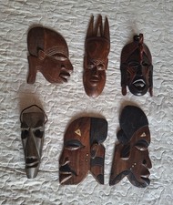 Vintage - Lotto di 6 Maschere Africane Tribali Etniche in legno