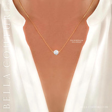 NEW BC® 18K GOLD 1CT WHITE TOPAZ CHAIN NECKLACE ART DECO CHARM ROLO PENDANT