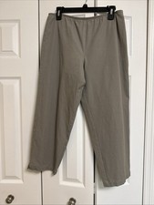 Eileen Fisher Taupe 95 Cotton/5 Spandex Straight Ankle Elastic Waist Pants Sz M
