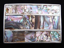 RF07151 VINTAGE 1970s  ABALONE SHELL  SOUTHWESTERN DESIGN ART BELT BUCKLE