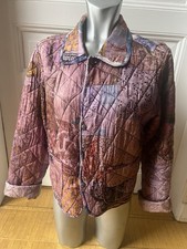 Seiden Wende Jacke Patchwork Vintage Look Pailletten bestickt Lila 38 Boho
