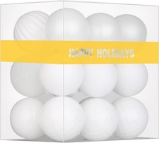 White 2.5" Christmas Balls Christmas Tree Decoration Ornaments Shatterproof Hang