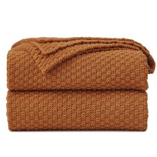 Burnt Orange Knitted Throw Blanket for Couch, Soft, Cozy Machine Washable 100...