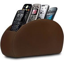 Leather Remote Control Holder with 5 Compartments TV Remote Caddy Store Brown