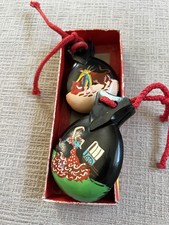 Vintage Spanish Plastic Maraca Castanets 3in Hand Painted Matador Flamenco Art