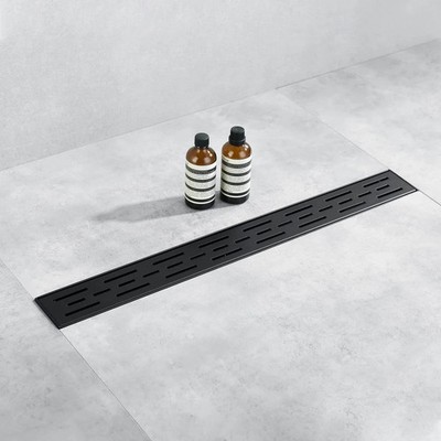 Fransiton 36in Linear Shower Drain Matte Black 304 SS Brick Grate Hair Trap.