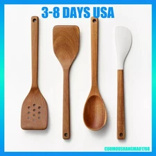 4pc Wood Kitchen Utensil Set Brown - Figmint™: Wooden Cooking Utensils