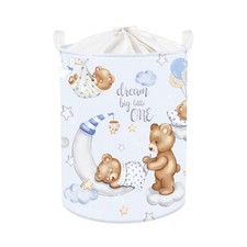 45L Large Blue Sleeping Bear Kid Boy Girl Laundry Hamper with Handle Collapsi...