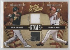 2004 Donruss Leather & Lumber Rivals Materials /250 Eric Chavez Troy Glaus 0o9