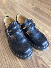 Dr. Martens Black Leather Mary Jane Buckle Double Strap 8065 Shoes Sz 6