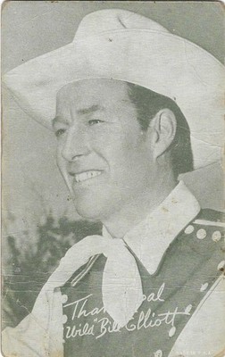 EXHIBIT ARCADE COWBOY CARD 1940's WILD BILL ELLIOTT pose #3 (B&W)!! GREAT CARD!