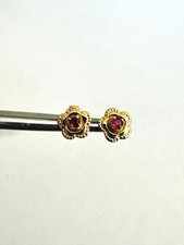 Estate 14K Yellow Gold Ruby "Flower" Stud Earrings