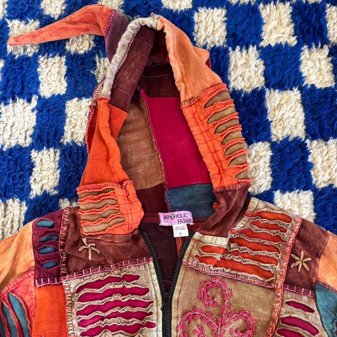 HANDMADE Hippy Boho Hoodie Patchwork Jacket Razor… - image 5