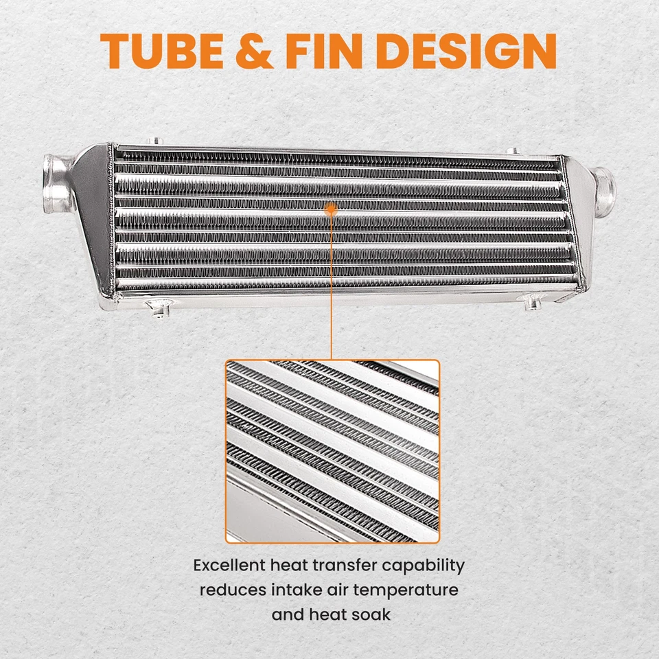 1xUniversal Tube and Fin Aluminum Turbo Front Mount Intercooler 27"x 7"x 2.5" - Image 2 of 4
