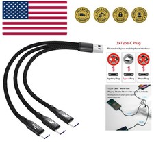 USB C Splitter Cable,USB A Male to 3 Type-C Male Charge Cable,3 in 1 Nylon Br...