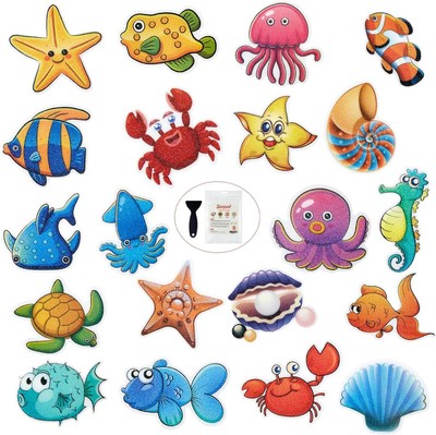 20PCS Non Slip Bathtub Stickers, Large Sea Adhesive Kids Anti Colorful 