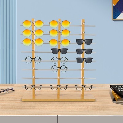 8-layer Sunglasses Display Stand, Eyeglass Holder Stand, Wooden Organizer Stand