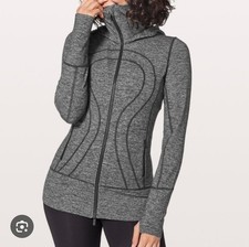 RRP £120 Lululemon Jacket Size 8/10 L Long Slate Grey Full Zip In Excellent Cond