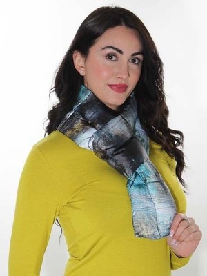 -50% Schlaufenschal Loop von Dolcezza innen uni Fleece Kunstdruck variabel