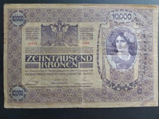 Österreich 10000 Kronen 1918 Deutschösterreich Banknote Pick P65 Original