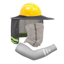 TCCFCCT Hard Hat Sun One Size, Shade 1+bandana 1+sleeves 1pair Grey 