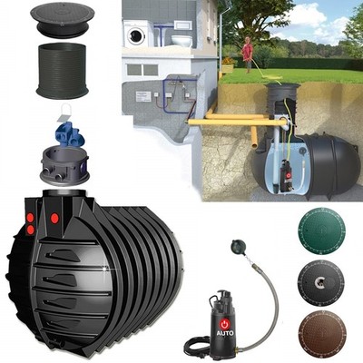 Regenwasser Hausanlage Tauchdruckpumpe Erdtank Zisterne 7500 L inkl. Entladung