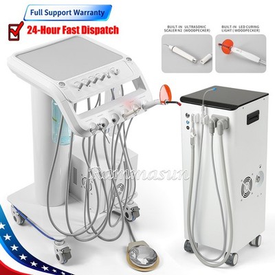 Carro Unidad Dental Portátil con Compresor Aire/Sistema de Succión Bomba Vacío